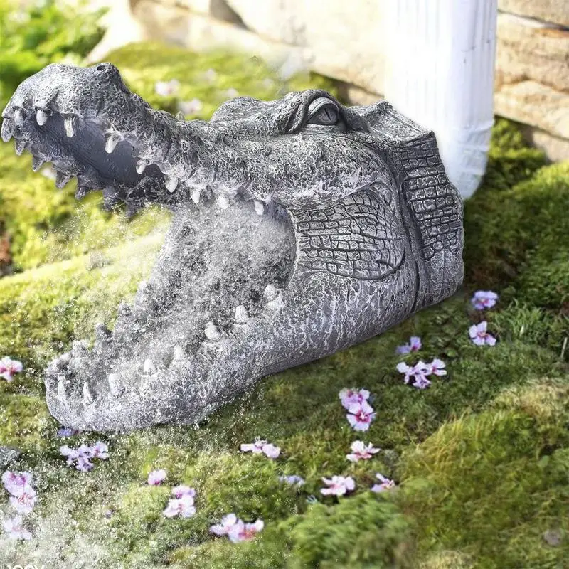 Cute Krokodila Notekcaurules Extender Bagāžnieka Lietus Ūdens Teknes Noteces Pagarināt Notekas Aizsargs Statuja, Āra Pagalmā Un Dārzā Attēls 1