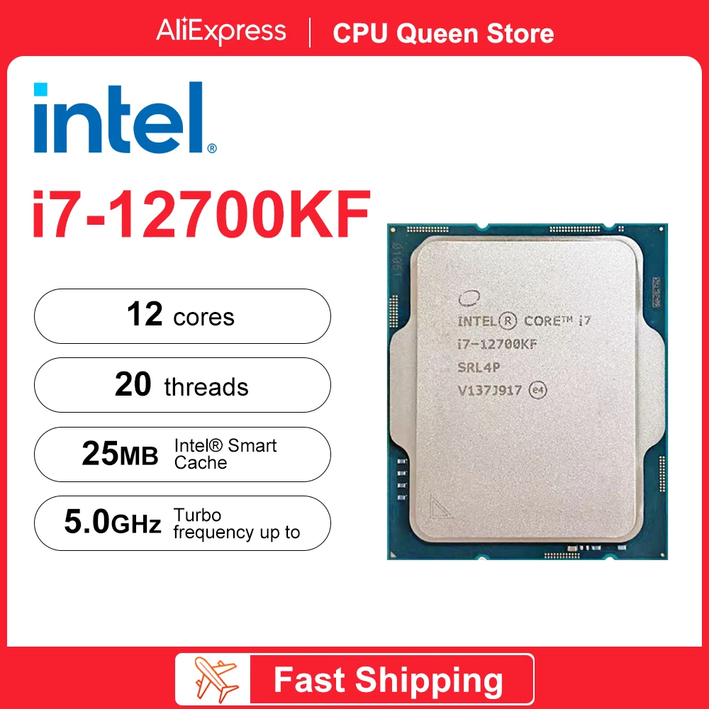 Intel Jaunā Core i7 12700KF i7 12700KF 3.6 GHz, 12-Core 12-Diegi 12 CPU Procesors 10NM L3=25M 125W LGA 1700 Spēļu processador Attēls 0