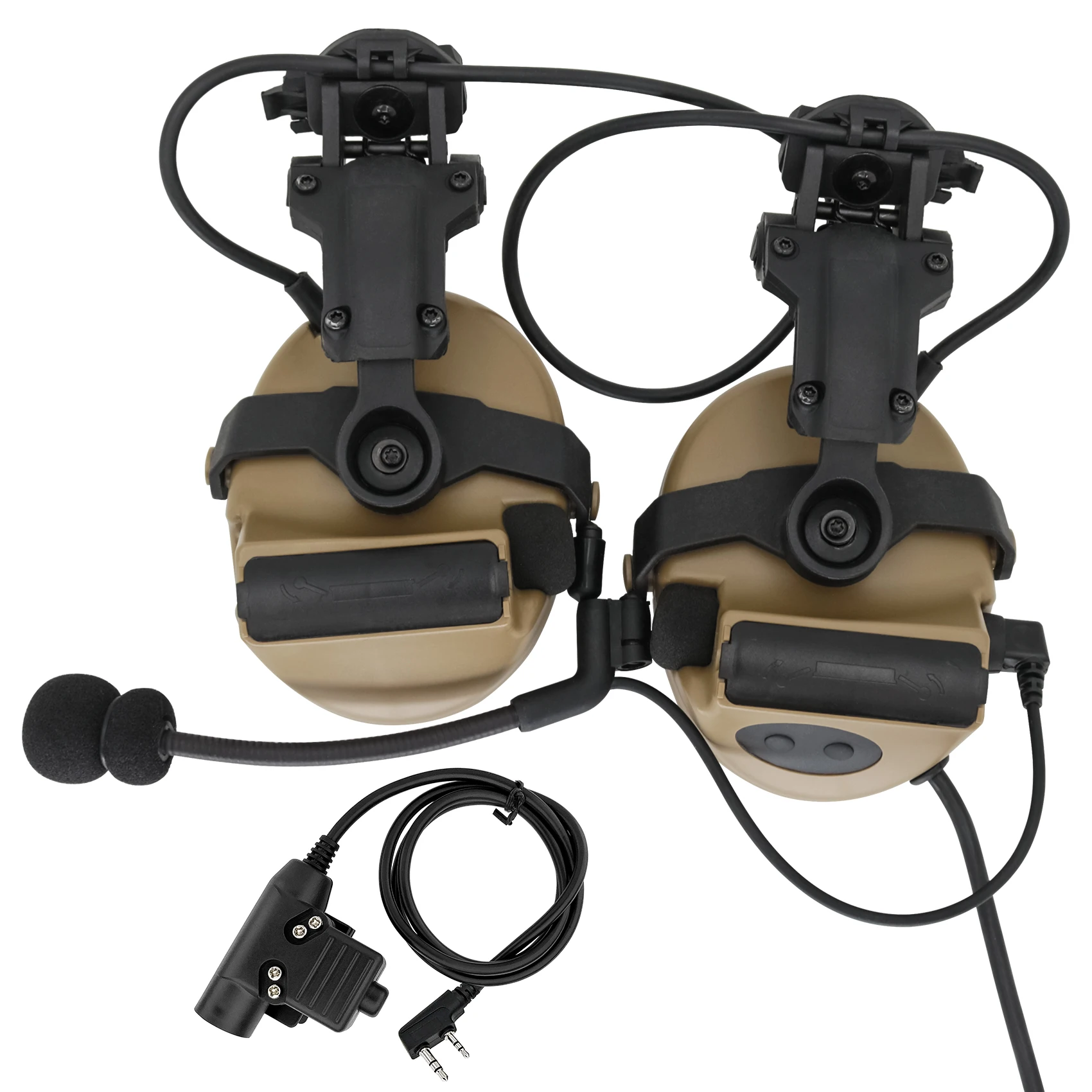Airsoft taktis spons penutup telinga berburu austiņas menembak stūres headse versi braket dziesmu LOKA dilengkapi dengan adapto U94PTT Attēls 0