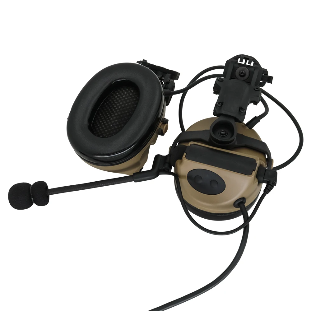 Airsoft taktis spons penutup telinga berburu austiņas menembak stūres headse versi braket dziesmu LOKA dilengkapi dengan adapto U94PTT Attēls 1