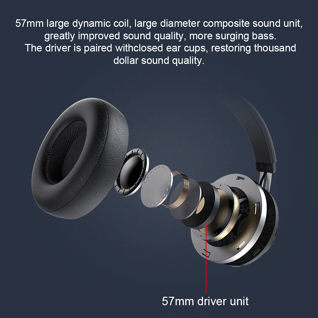 Stilīgas Bluetooth Bezvadu Austiņas Surround Stereo Trokšņa Slāpēšanas Austiņas Akumulatora Barošanu Elpojošs Austiņas Attēls 5