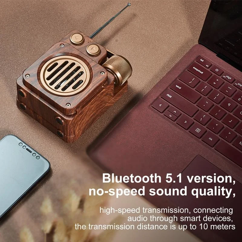 Retro Skaļrunis Bluetooths Bezvadu Subwoofer, Āra Portatīvo Spēcīgs Bass Radio Virtuves Galda Guļamistaba Tusiņu Skaņu Kaste Attēls 4