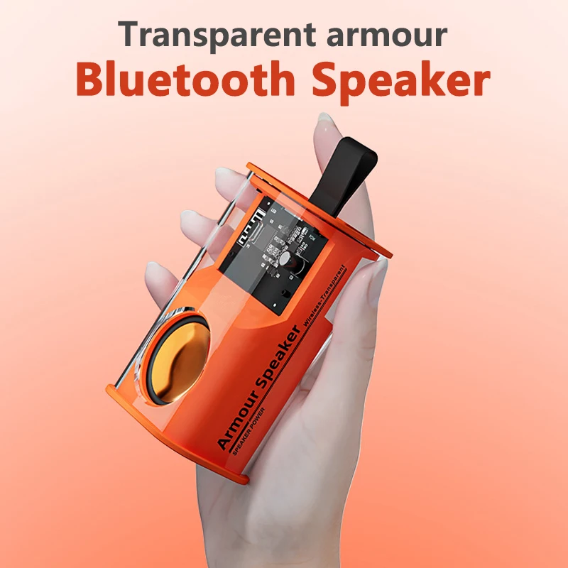 Spēcīgs Āra Pārredzamu MechWarrior Mini LED Mecha Maz Tērauda Lielgabals Skaļrunis Bluetooth Skaļruņi Mūzikas Centrs 3D Stereo Radio Attēls 1