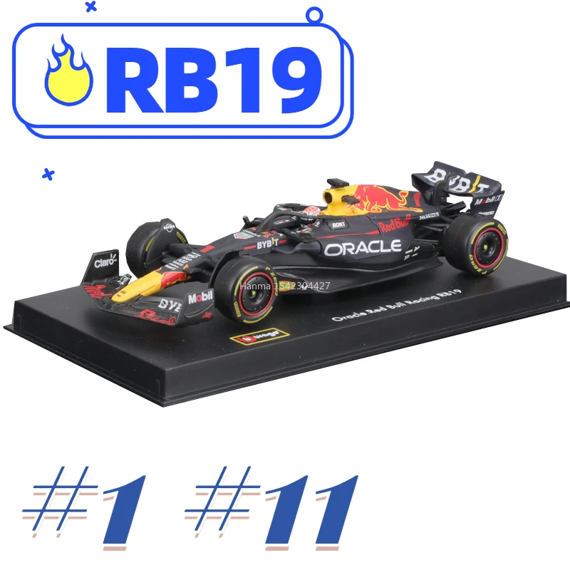 Bburago 1:43 F1 Red Bull Racing RB19 Čempions 1# Verstappen #11 Perez Sakausējuma Auto Die Cast Auto Modeļa Rotaļlietu Kolekcija Ziemassvētku Dāvanu Attēls 0