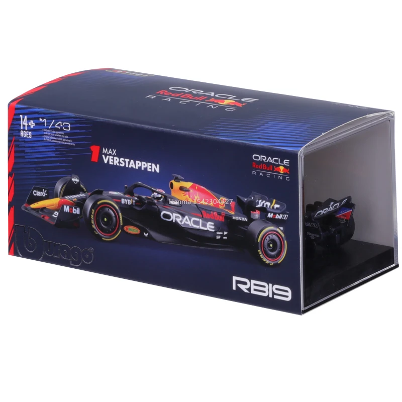 Bburago 1:43 F1 Red Bull Racing RB19 Čempions 1# Verstappen #11 Perez Sakausējuma Auto Die Cast Auto Modeļa Rotaļlietu Kolekcija Ziemassvētku Dāvanu Attēls 4