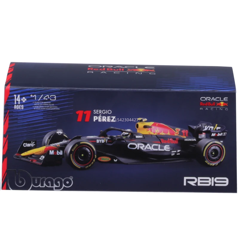 Bburago 1:43 F1 Red Bull Racing RB19 Čempions 1# Verstappen #11 Perez Sakausējuma Auto Die Cast Auto Modeļa Rotaļlietu Kolekcija Ziemassvētku Dāvanu Attēls 5