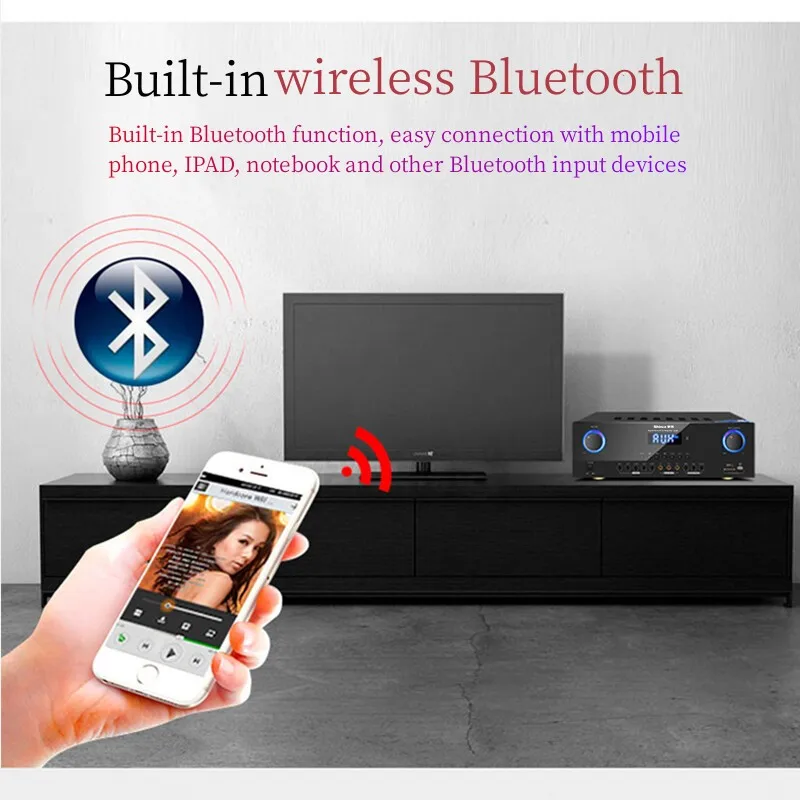 UA200 - Mājas KTV Audio Pastiprinataju 600W Šķiedras Koaksiālie Bluetooth, AUX Ieeja, SD/USB Attēls 1