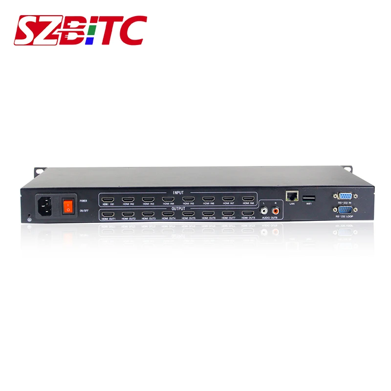 SZBITC 4k HDMI 8x8 Matricas 3840x2160@30Hz HDMI Komutatoru 8 8 No TCP/IP RS232 Kontrole ar Tālvadības pulti HDTV Monitors Attēls 3