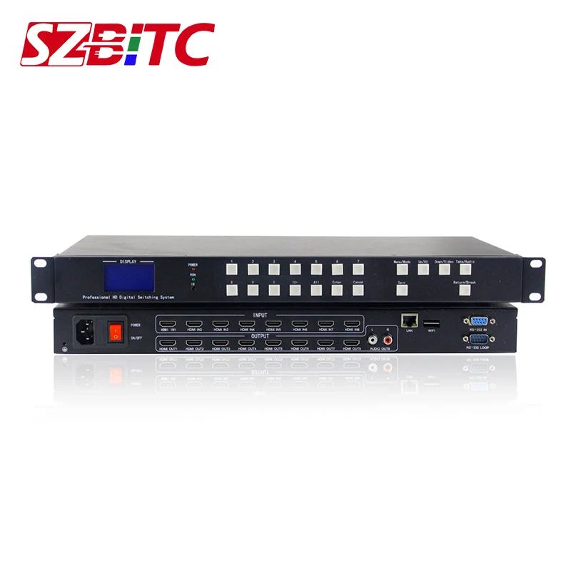 SZBITC 4k HDMI 8x8 Matricas 3840x2160@30Hz HDMI Komutatoru 8 8 No TCP/IP RS232 Kontrole ar Tālvadības pulti HDTV Monitors Attēls 4