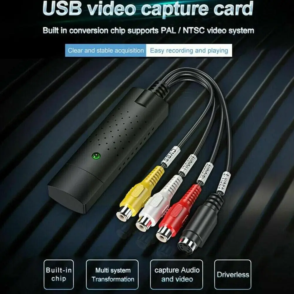 Lcckaa Usb Audio Video Uztveršanas Kartes Adapteris Ar Usb Kabeli Usb 2.0 Rca Video Pārveidotājs Tv, Dvd, Vhs Uztveršanas De W9j9 Attēls 1