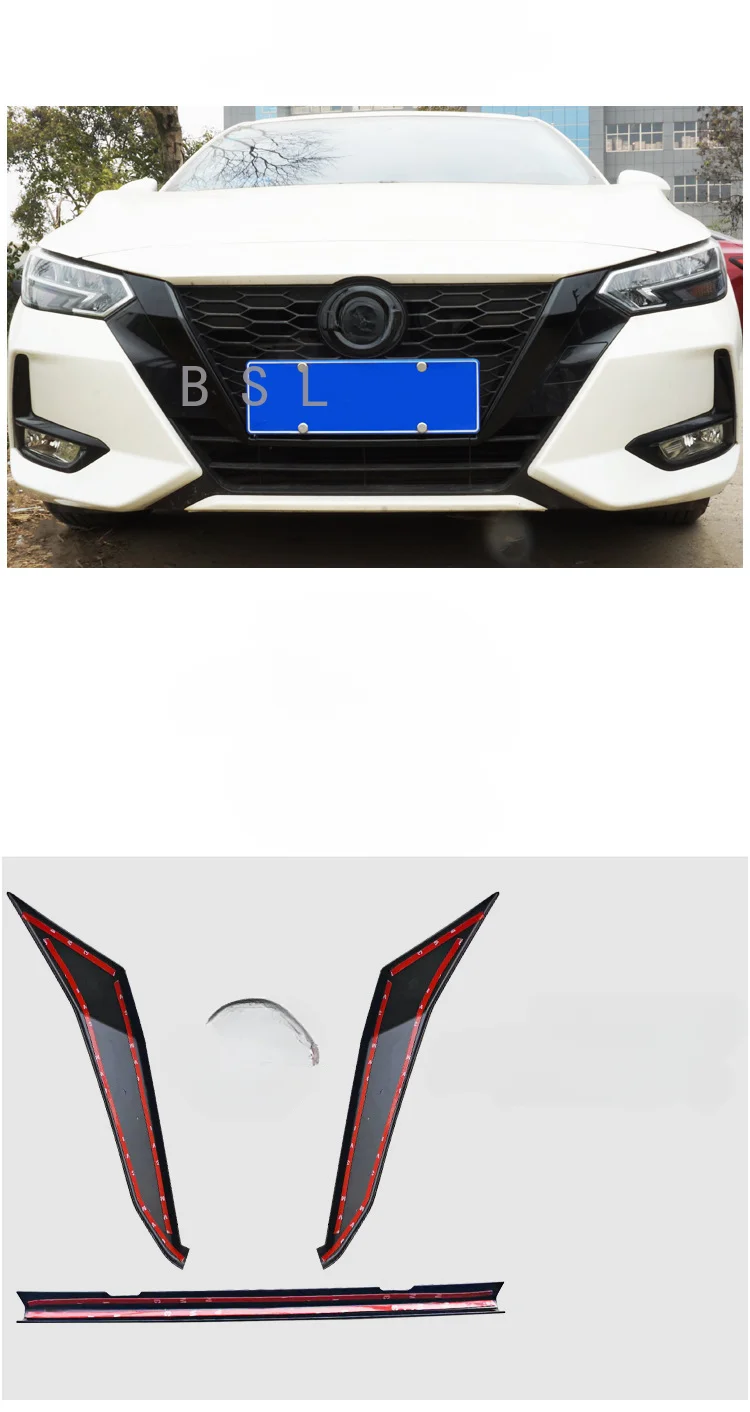 Priekš Nissan Sylphy 2020 2021 2022 Priekšējais Bamperis Molding Grils Apdares Vāka Uzlīmes Rotāt Auto Piederumi Attēls 3