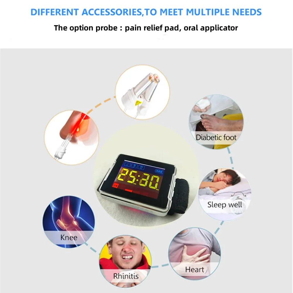 650nm Lāzera Fizioterapija Rokas pulksteni LLLT par cukura Diabēts, Hipertensija Ārstēšanas Sinusīts Rokas pulksteni Diabēta Terapijas Instruments Attēls 5